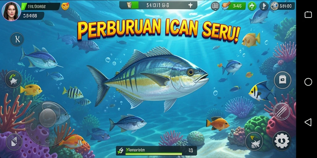 Screenshot utama 3446 yang menampilkan aksi seru berburu ikan.