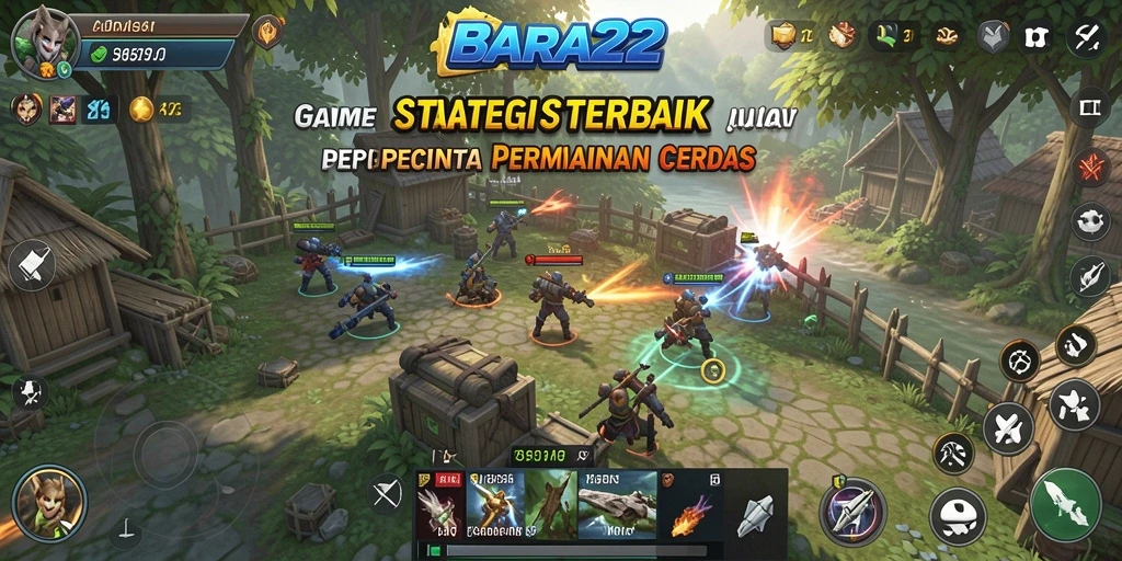 Tangkapan layar BARA22 menunjukkan pertempuran epik dan strategi mendalam.
