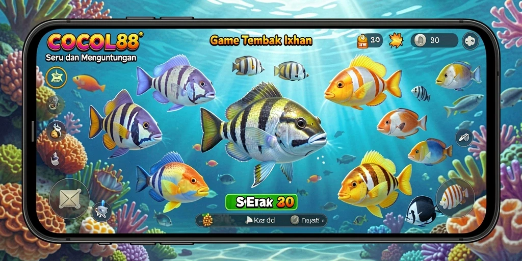 Tampilan gameplay seru COCOL88 dengan adegan tembak ikan.