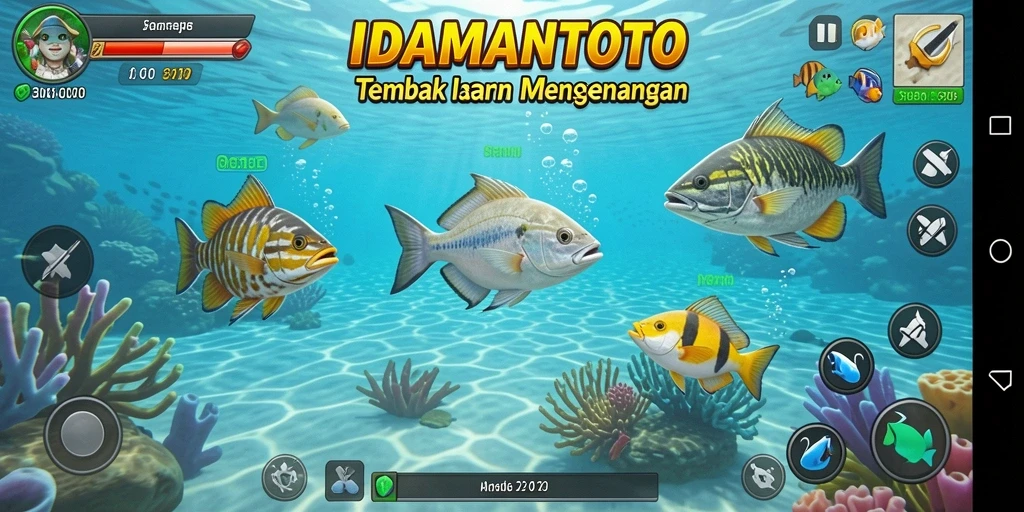 Tangkapan ikan berwarna-warni dalam gameplay IDAMANTOTO.