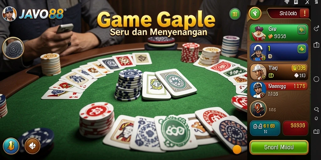 Tampilan menarik dari gameplay Gaple di JAVO88.