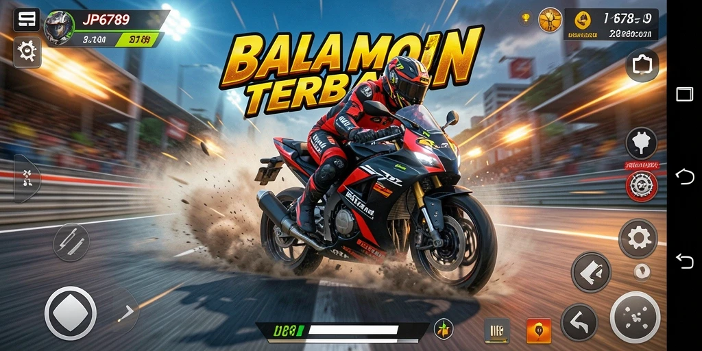 Tampilan gameplay balap motor yang mendebarkan dan penuh aksi.