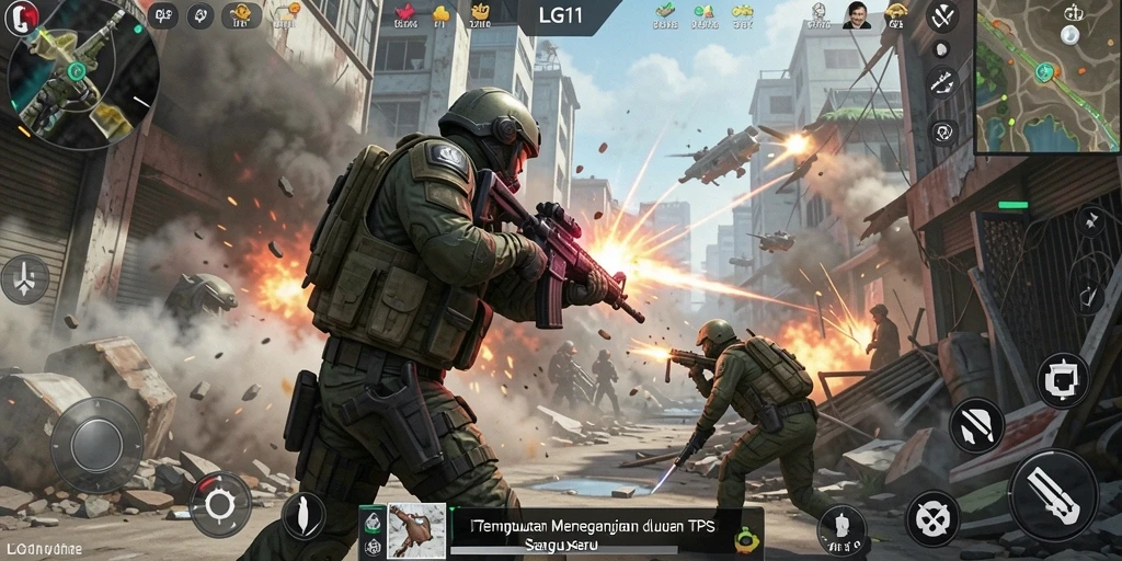 Tampilan gameplay LG111 dengan aksi pertempuran yang intens.