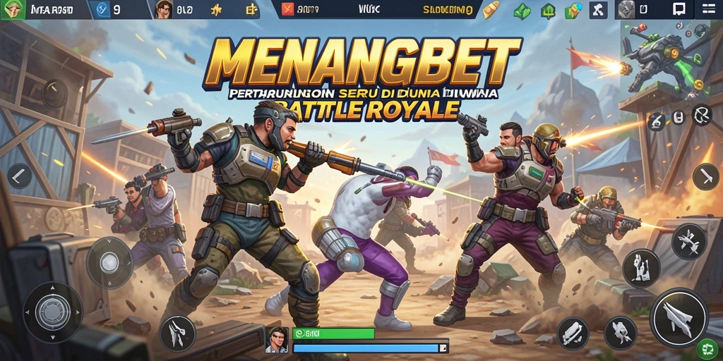 Screenshot permainan MENANGBET menampilkan aksi Battle Royale yang penuh adrenalin.