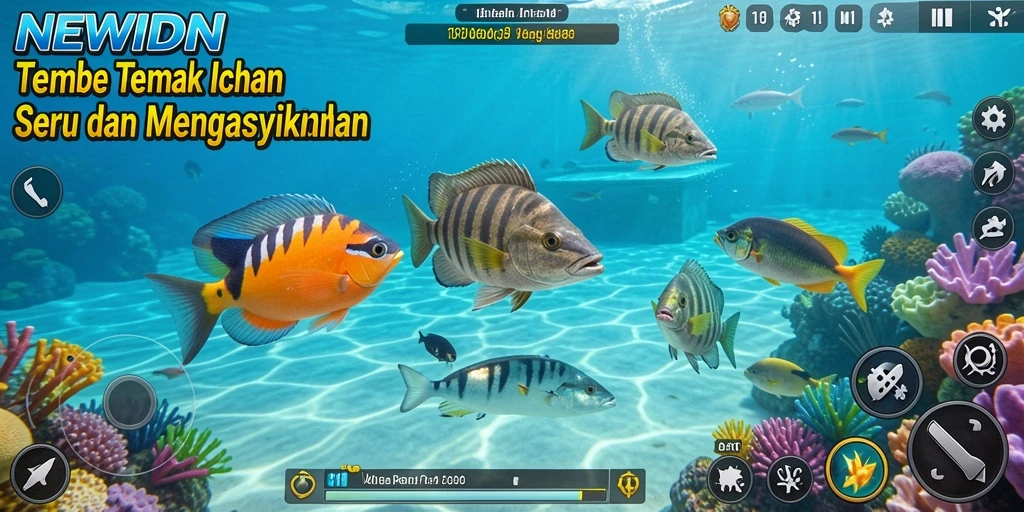 Screenshot permainan NEWIDN menampilkan aksi seru menembak ikan.
