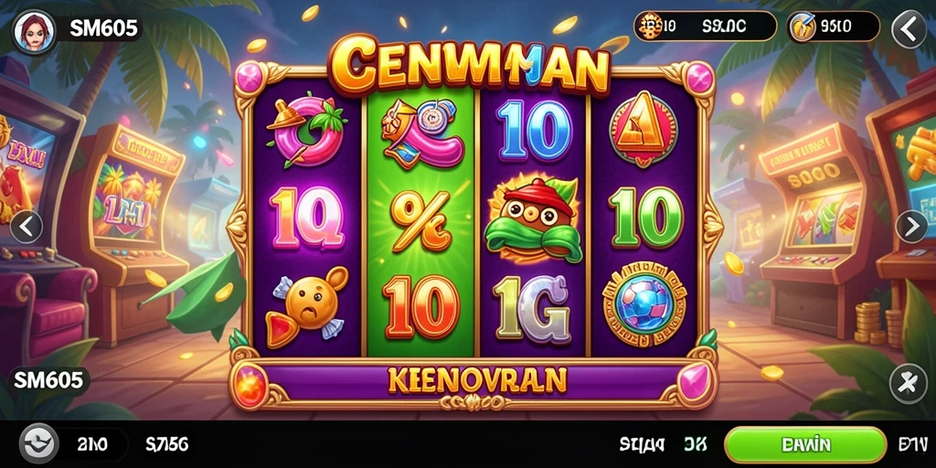Screenshot gameplay Slot SM605 menampilkan aksi seru dan desain visual yang menarik.